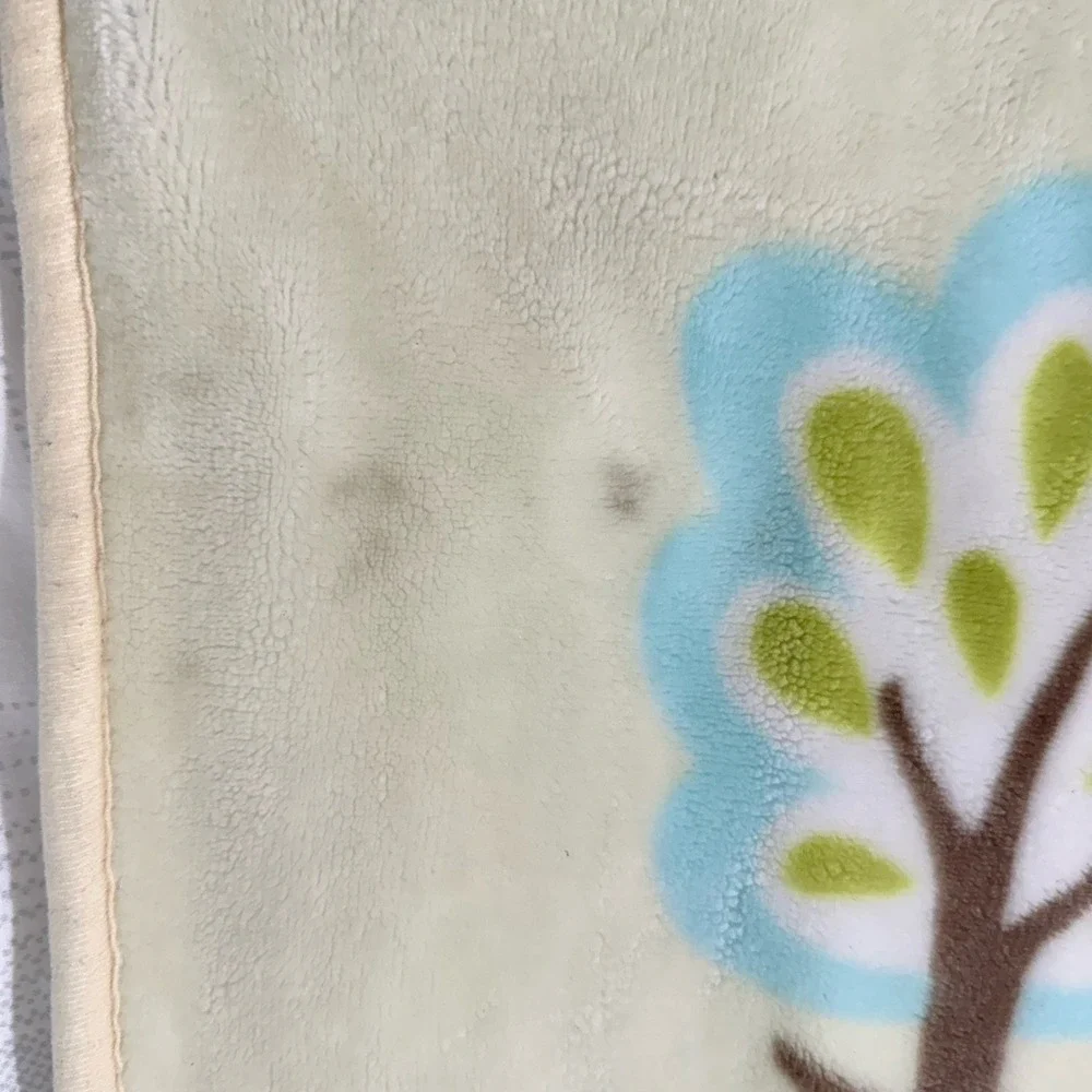Woodland Animals Baby Blanket Minky Fleece Deer Fox Trees 40x52‎